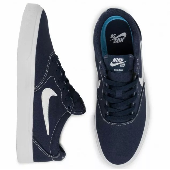 Nike Sb Charge Blue Canvas Skate Shoes 
